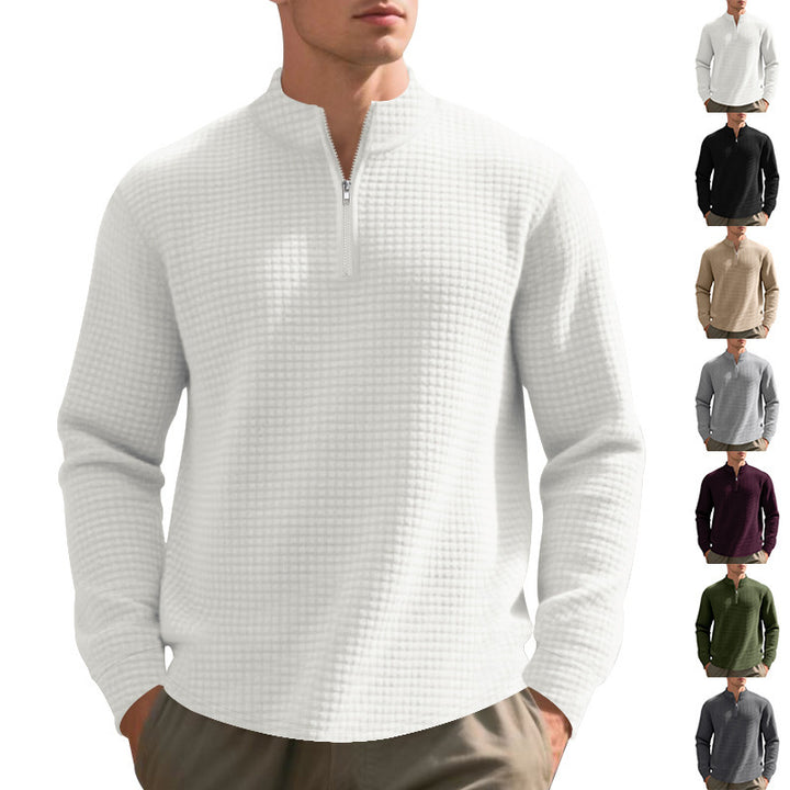 Functional pullover for men with half-zip and refined structured design Lune London