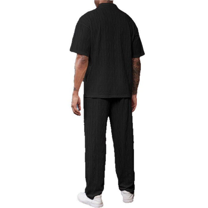 Men's Comfortable Cable Knit Polo Set and Pants Lune London