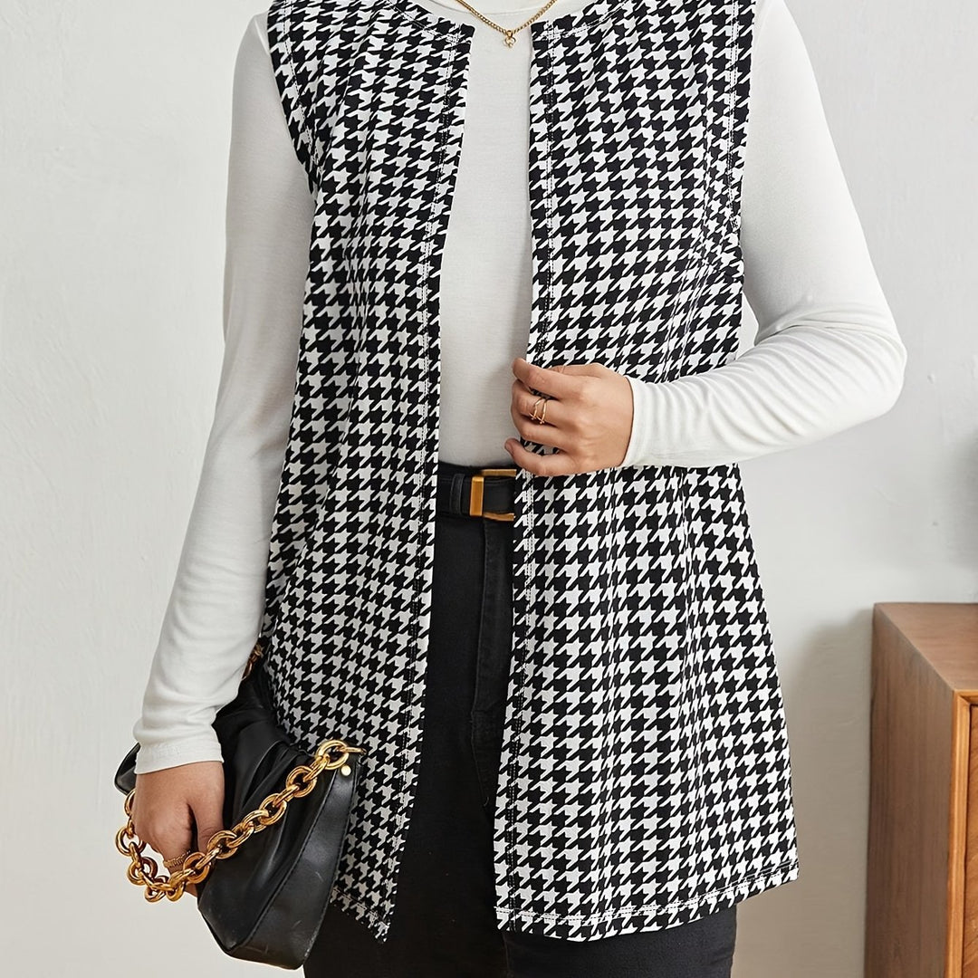 Elegant women's sleeveless vest with houndstooth pattern Lune London