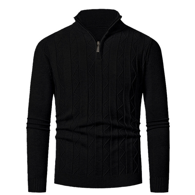 Men's knitted sweater with stylish zipper and cable-knit pattern Lune London