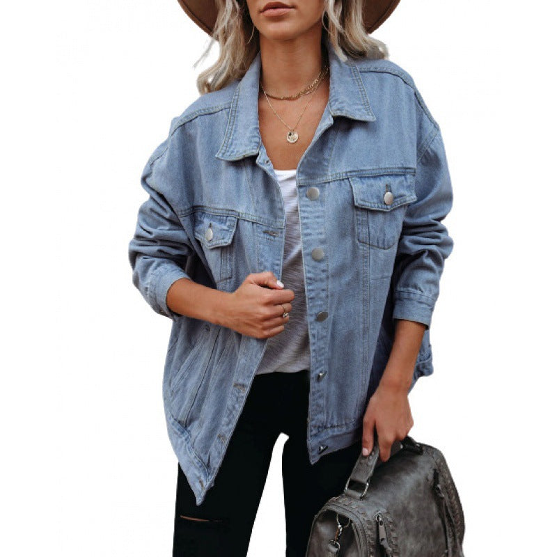 Veste en denim surdimensionnée pour femmes avec poches poitrine pratiques Chic & Stil