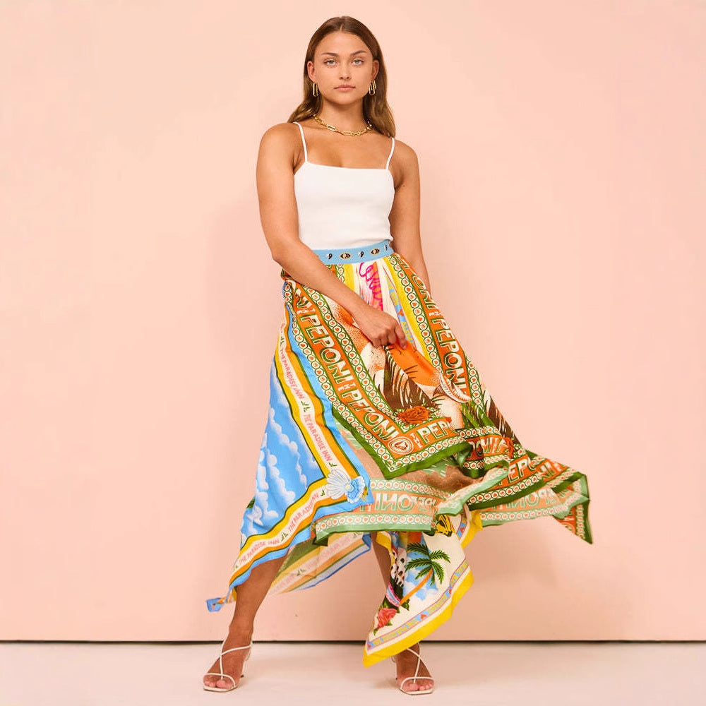 Maxi Skirt for Women with Colorful Print and Chic & Stylish Flowing Cut
