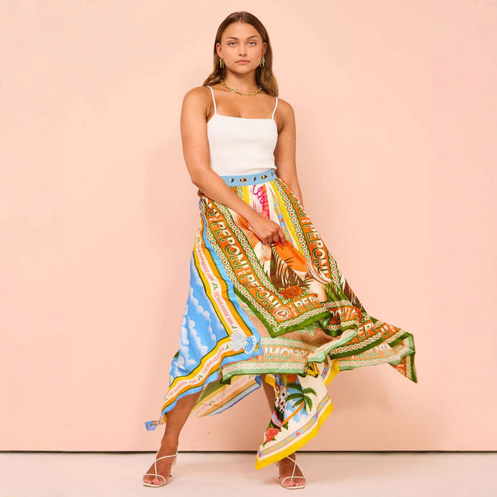 Maxi Skirt for Women with Colorful Print and Chic & Stylish Flowing Cut
