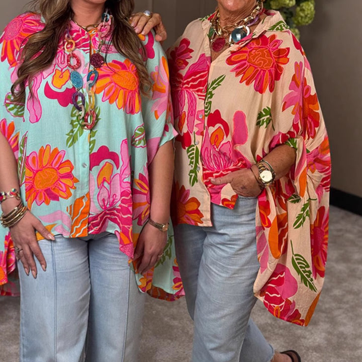 Blouse kimono fluide pour femme avec design floral coloré Chic & Stil