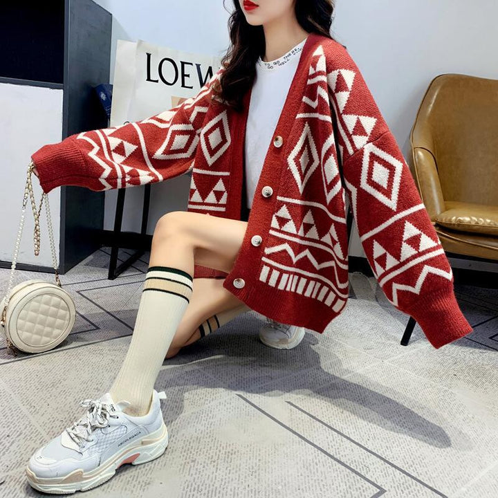 Women’s knit jacket with geometric pattern Lune London
