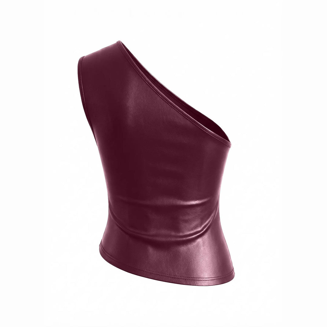 Women asymmetrical top made of synthetic leather Lune London