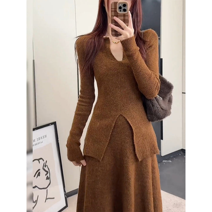 Pull côtelé pour femmes avec décolleté en V profond et coupe décontractée Chic & Stil