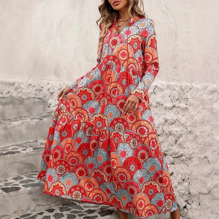Long sleeve beach dress for women with playful pattern Lune London