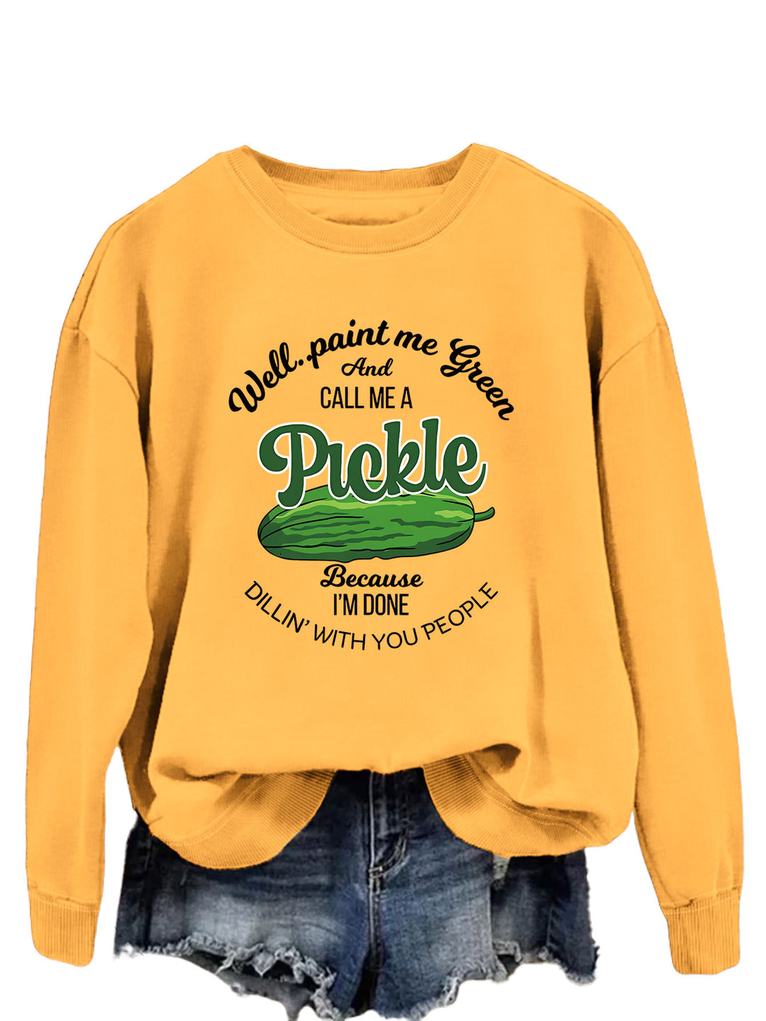 Sweat-shirt femme avec un motif de concombre amusant et un imprimé créatif Chic & Stil