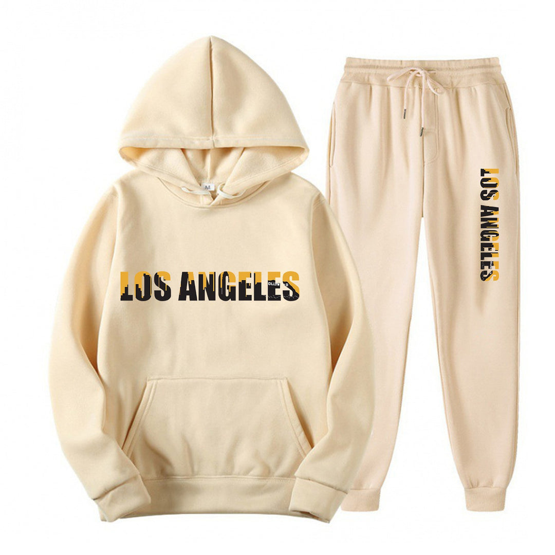 Women's leisure hoodie and jogging pants set with casual Los Angeles lettering Chic & Stil