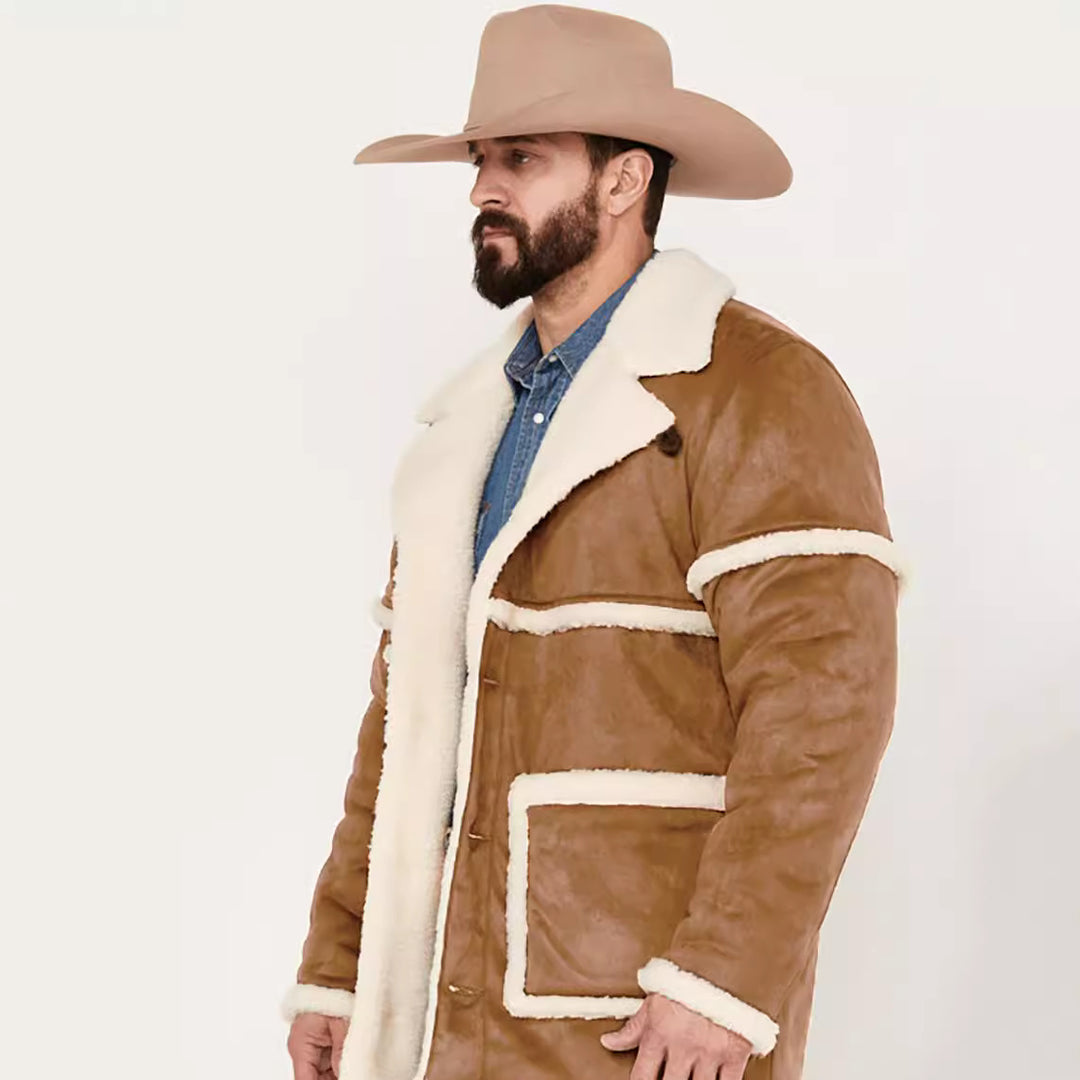 Sheepskin jacket for men with full faux fur lining and practical pockets Lune London