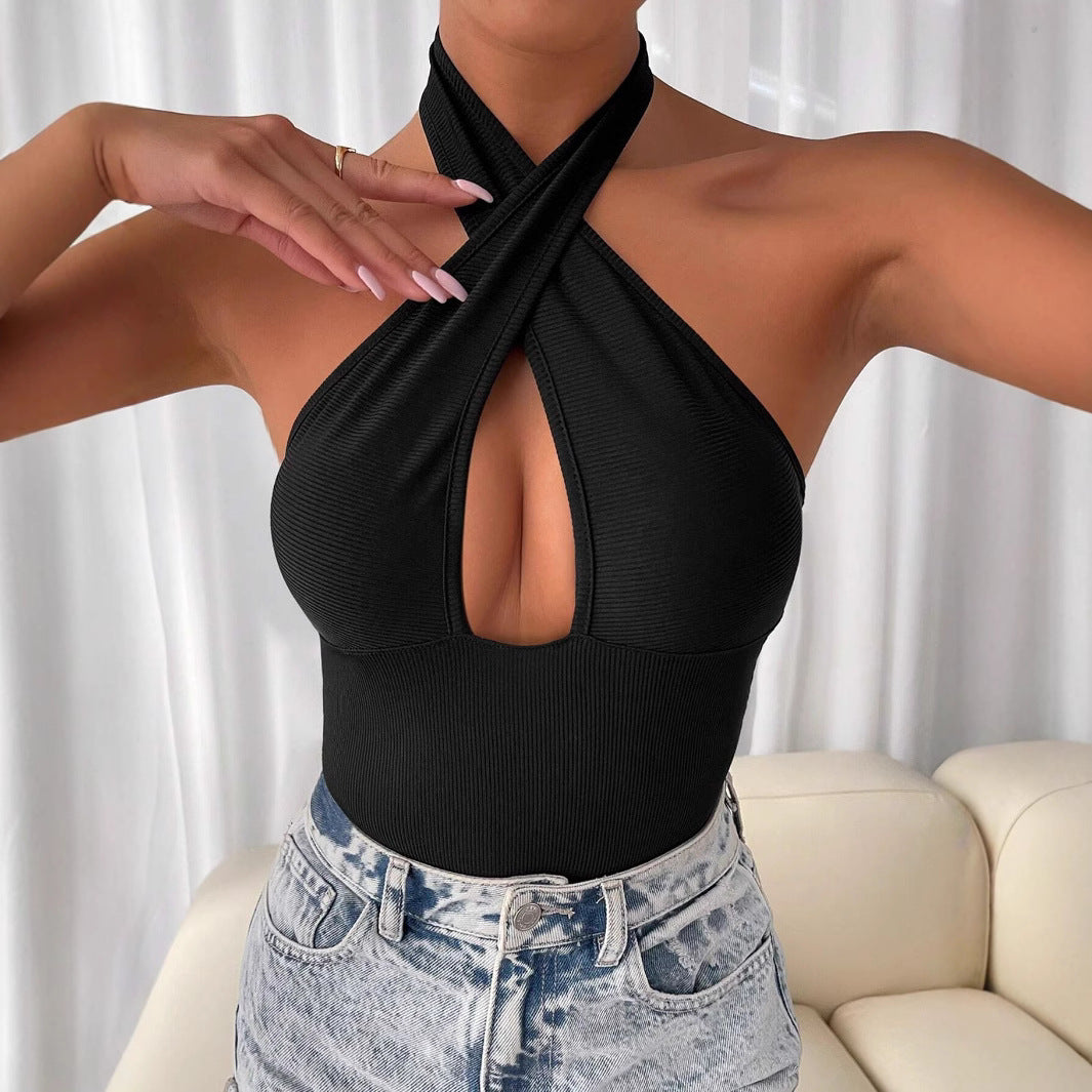 Body for women with deep V-neck and crossed design Chic & Stil