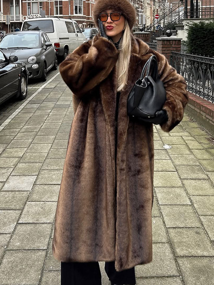 Ladies Luxurious Faux Fur Coat Lune London