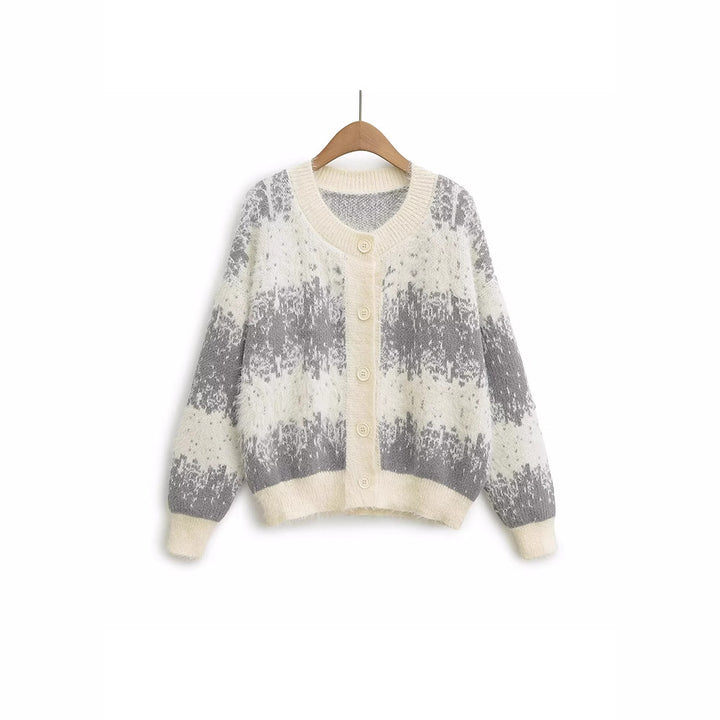 Women's knit jacket with soft patterns and chic and stylish button details