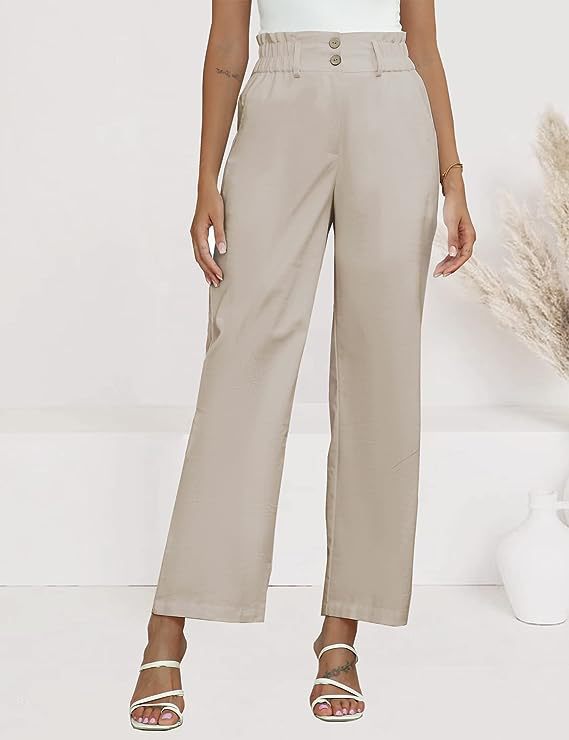 Wide Palazzo Trousers for Women with Elastic Waist and Practical Button Details Lune London