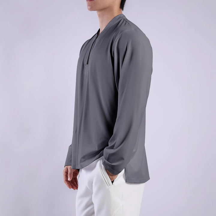 Functional long-sleeve shirt for men with high collar and zipper Lune London