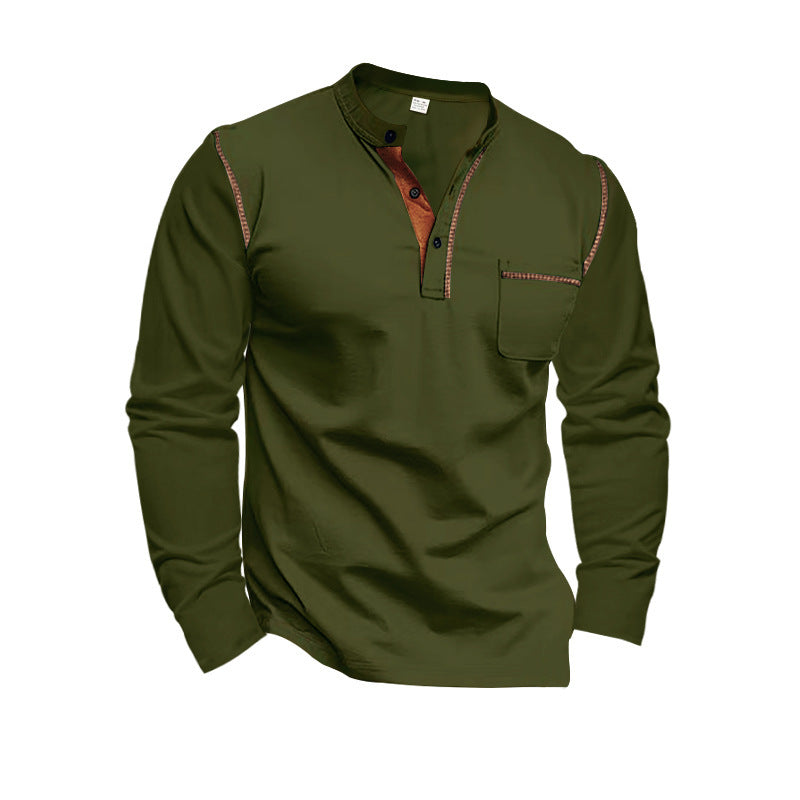 Stylish long sleeve shirt for men with high collar and chest pocket Lune London