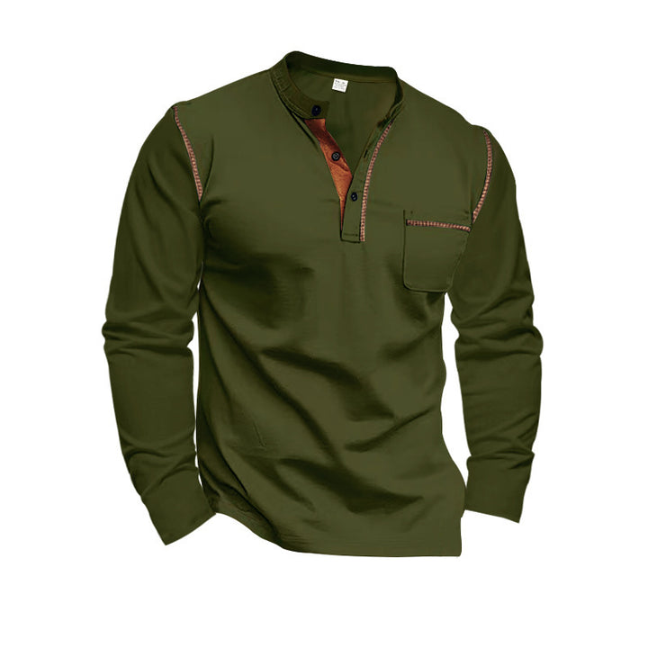 Stylish long sleeve shirt for men with high collar and chest pocket Lune London