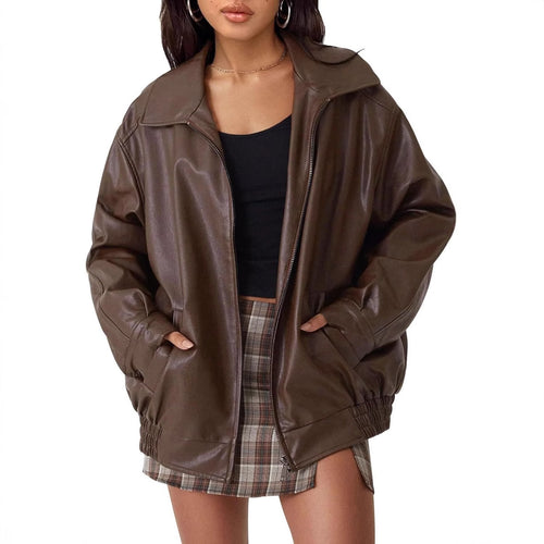 Ladies elegant casual leather coat Lune London