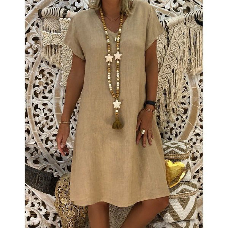 Robe d'été pour femmes avec décolleté en V décontracté et ourlet asymétrique Chic & Stil
