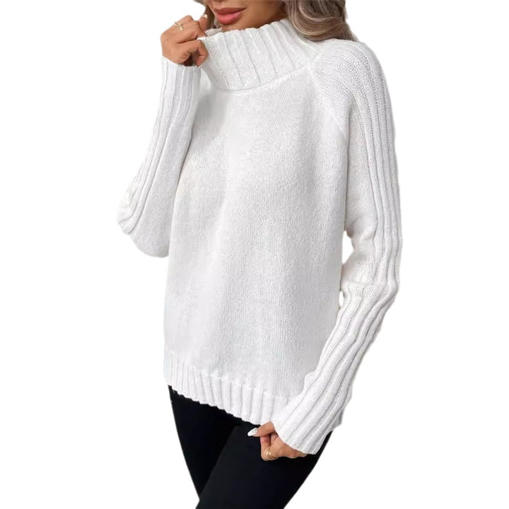 Women's sweater with modern high collar and structured ribbed design Lune London