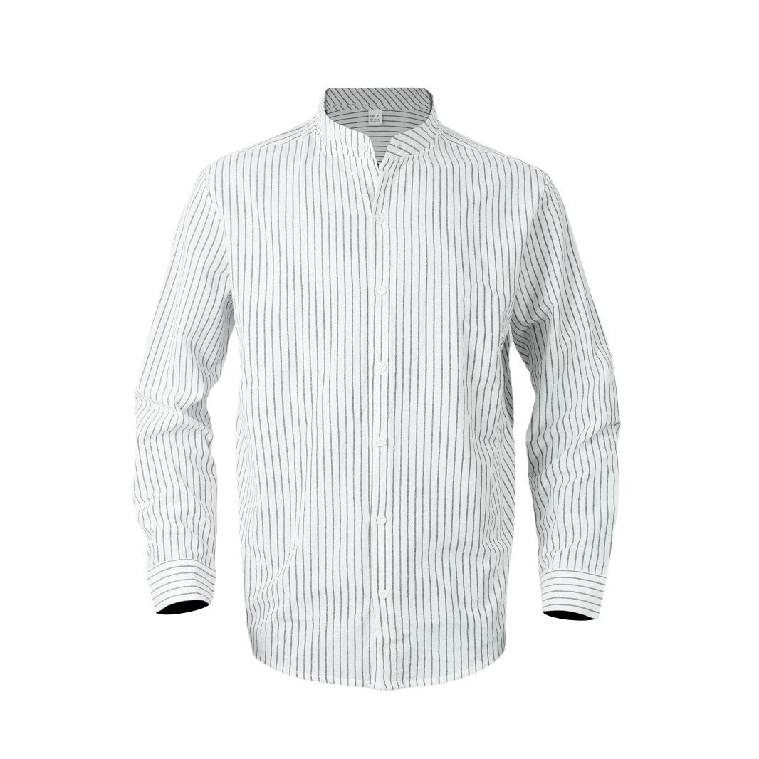 Shirt for men with vertical stripes and a modern high collar Lune London