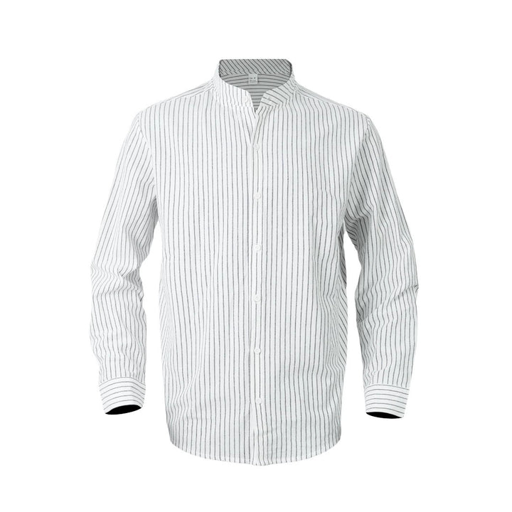 Shirt for men with vertical stripes and a modern high collar Lune London