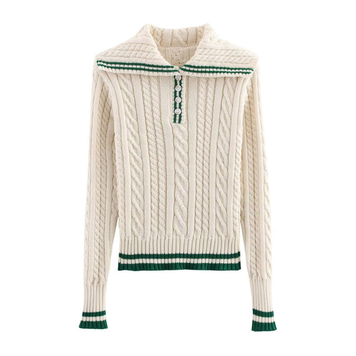 Pull en tricot pour femmes avec col montant classique et motif en câble intemporel Chic & Stil