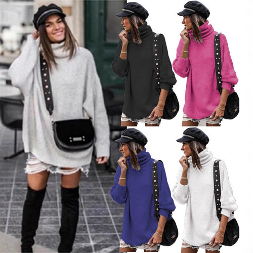 Chunky knit sweater for women with high collar and relaxed fit Lune London