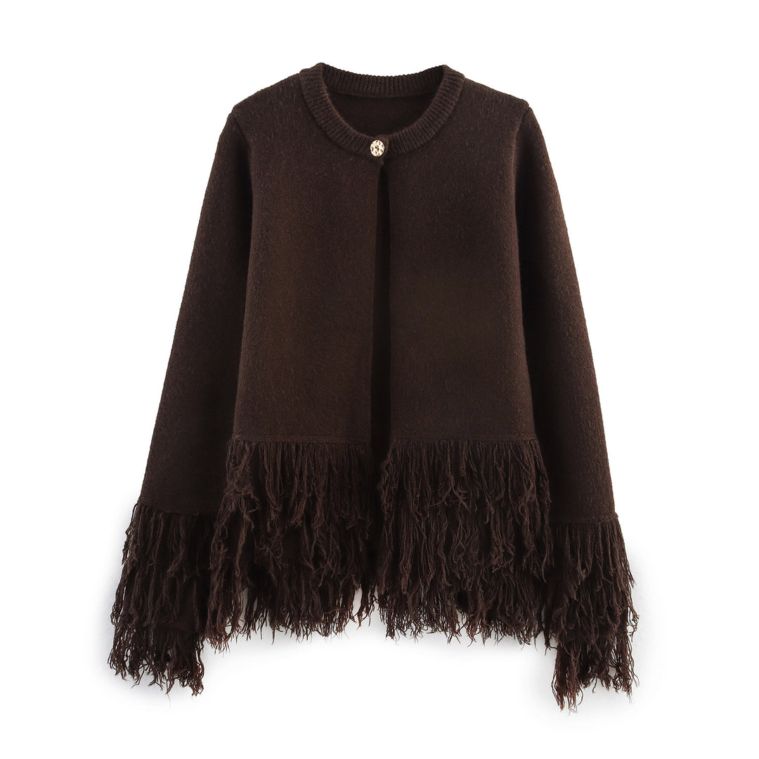 Ladies elegant Cardigan with fringe details Lune London