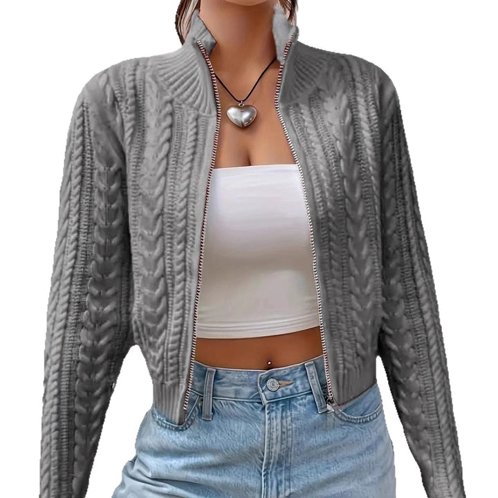 Design knit jacket for women with an innovative cable pattern and elegant details Lune London
