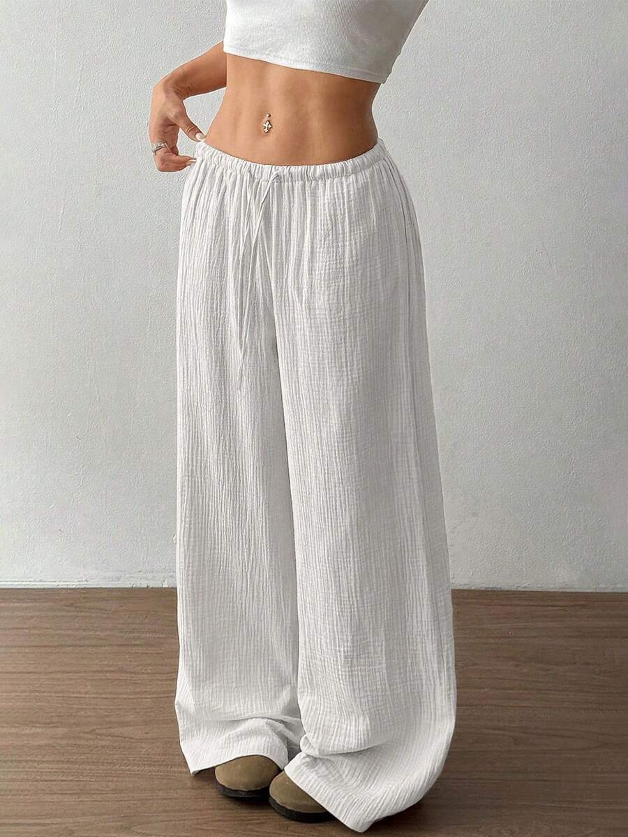 Lune London women's casual wide linen trousers