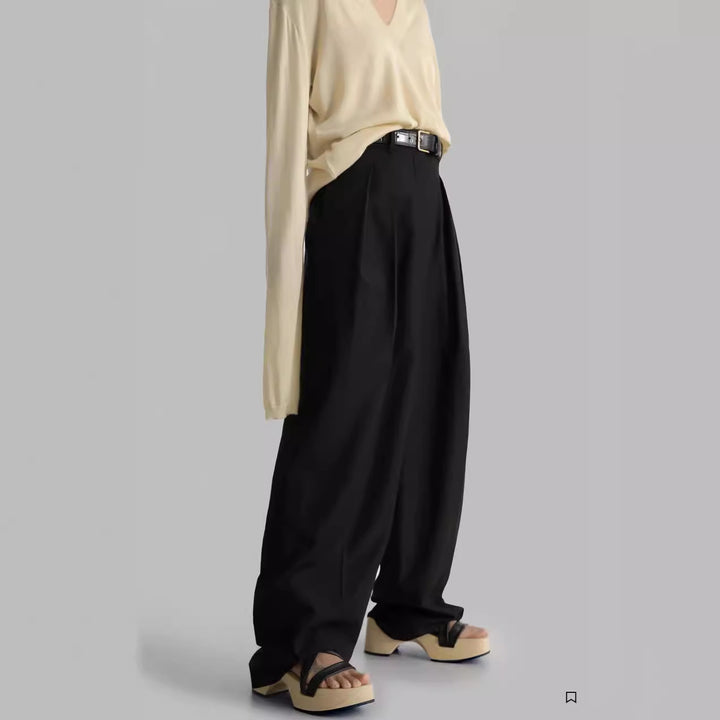 Pantalons de costume élégants pour femmes, à coupe large et taille haute Chic & Stil
