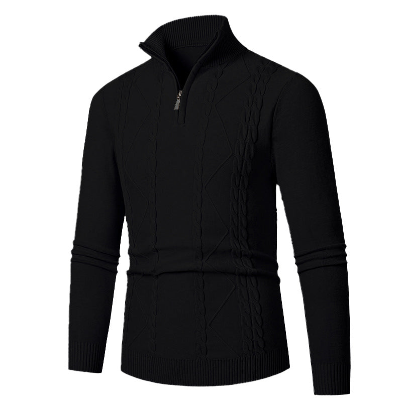 Knitted pull for men with half zip and textured pattern Lune London