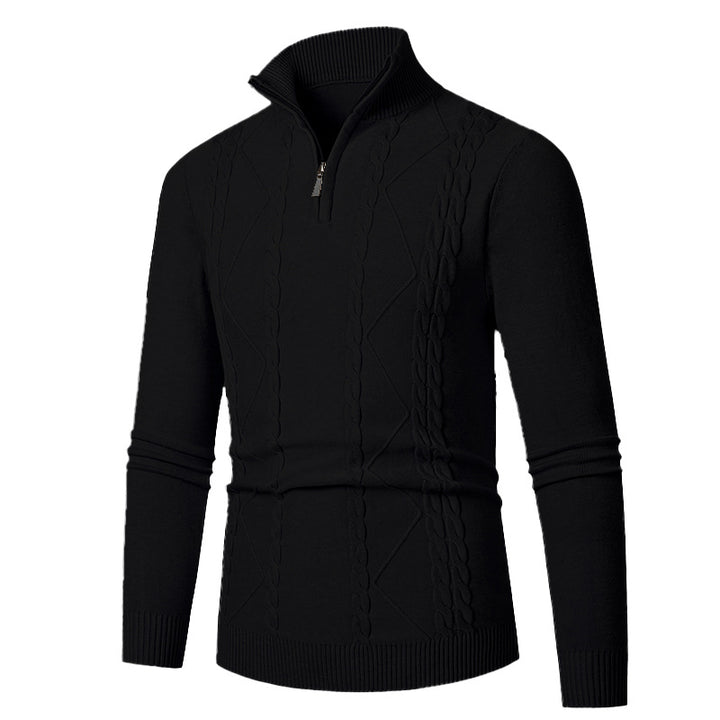 Knitted pull for men with half zip and textured pattern Lune London