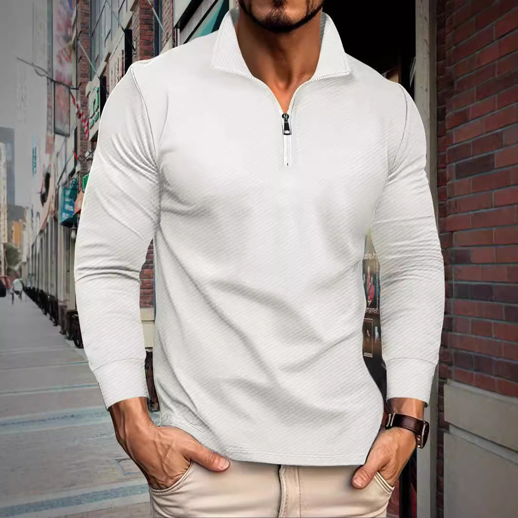 Long sleeve shirt for men with high collar and practical zip opening Lune London