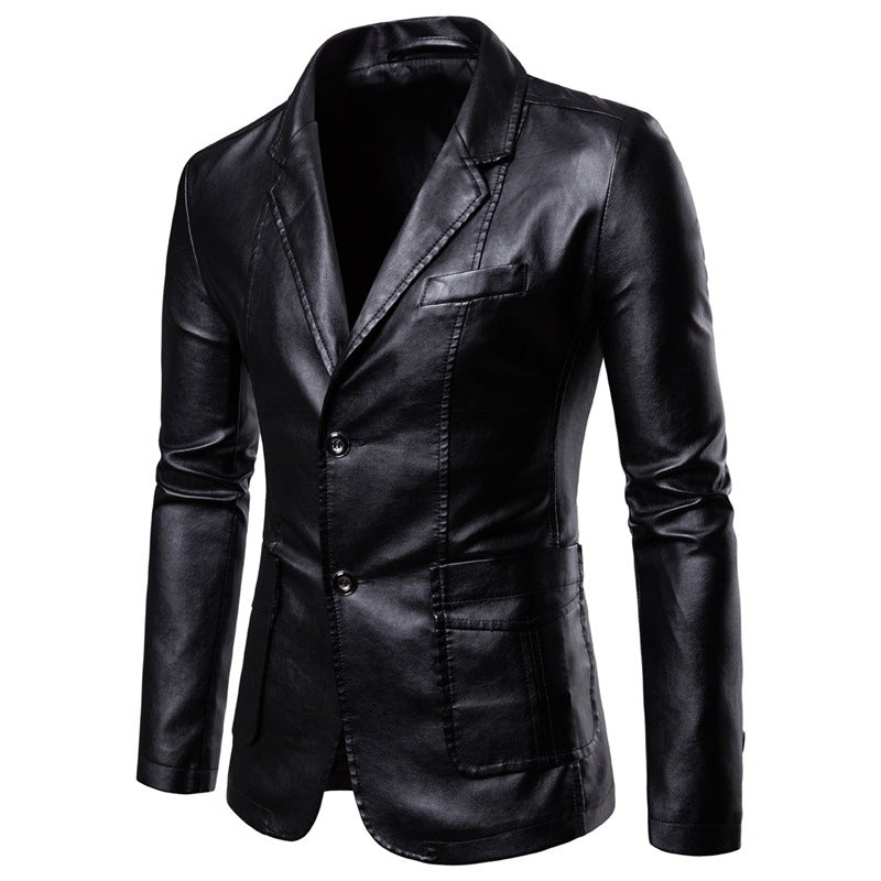 Elegant faux leather jacket for men with modern cut and practical pockets Lune London