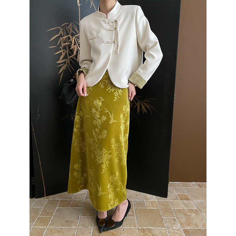 Women's comfortable chiffon jacket with Asian button details Chic & Stil
