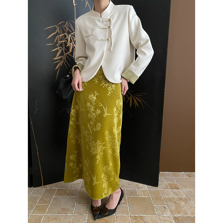 Women's comfortable chiffon jacket with Asian button details Chic & Stil