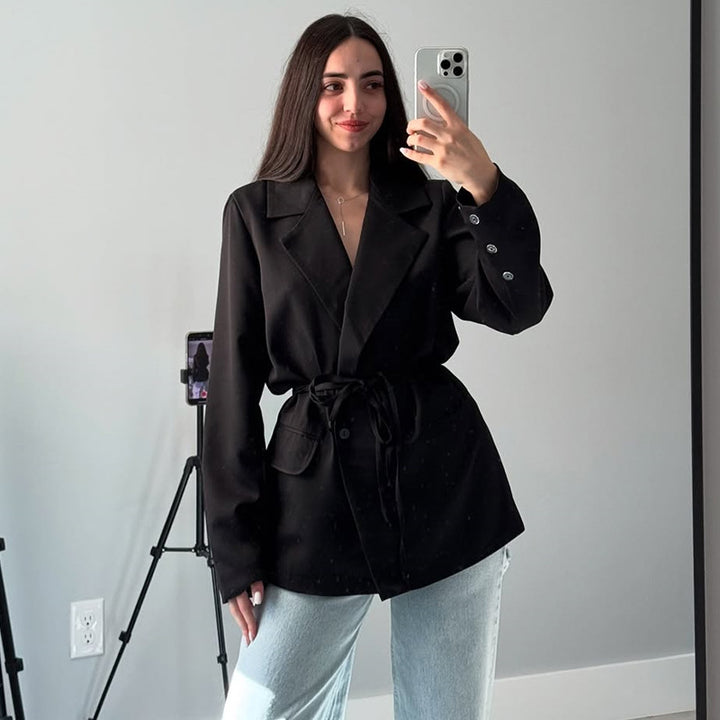 Women Oversized Blazer with Belt Lune London