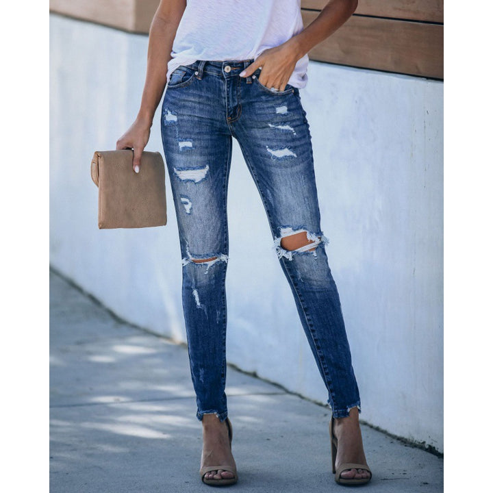 Jeans skinny pour femmes avec un look trendy détruit et une coupe ajustée Chic & Stil