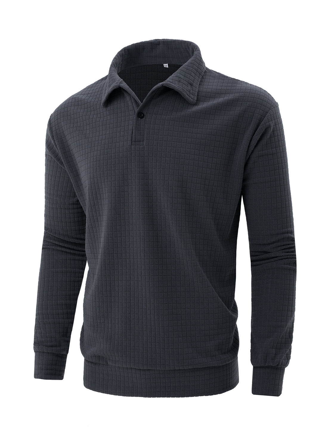 Men's Long Sleeve Polo with Structured Surface Lune London