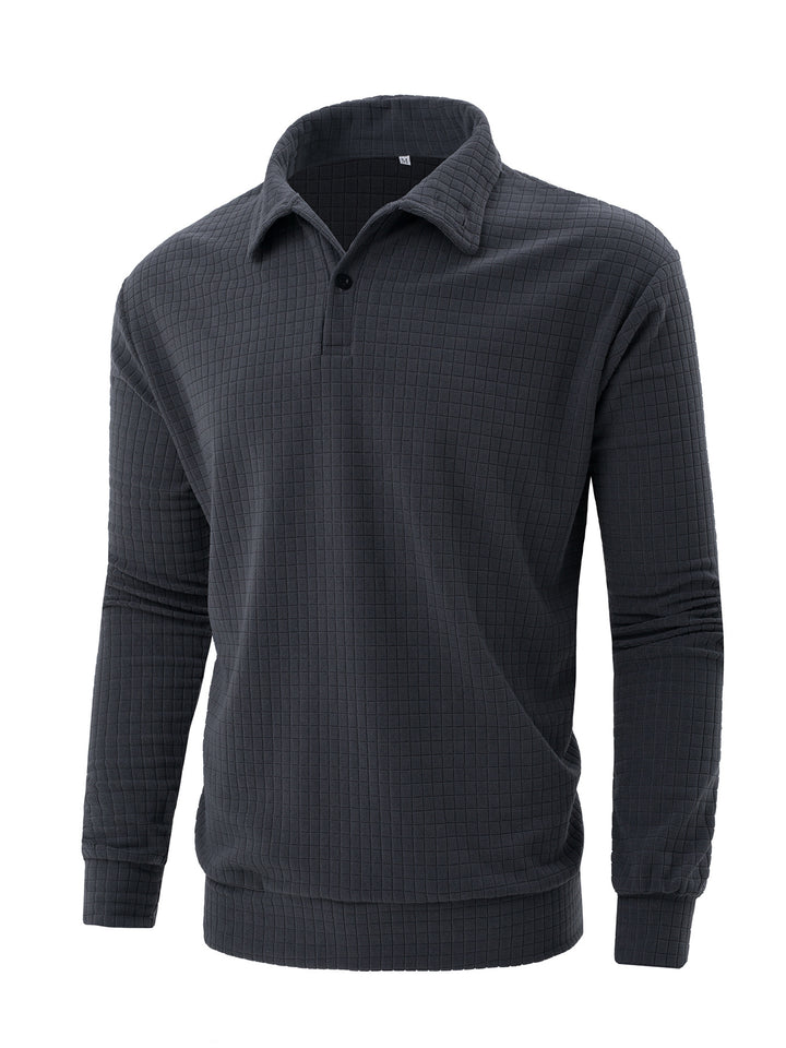 Men's Long Sleeve Polo with Structured Surface Lune London