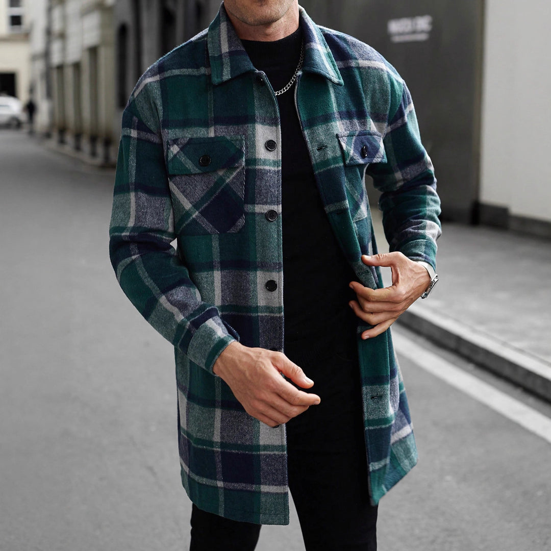 Flannel shirt jacket for men with a checked design and practical pockets Lune London