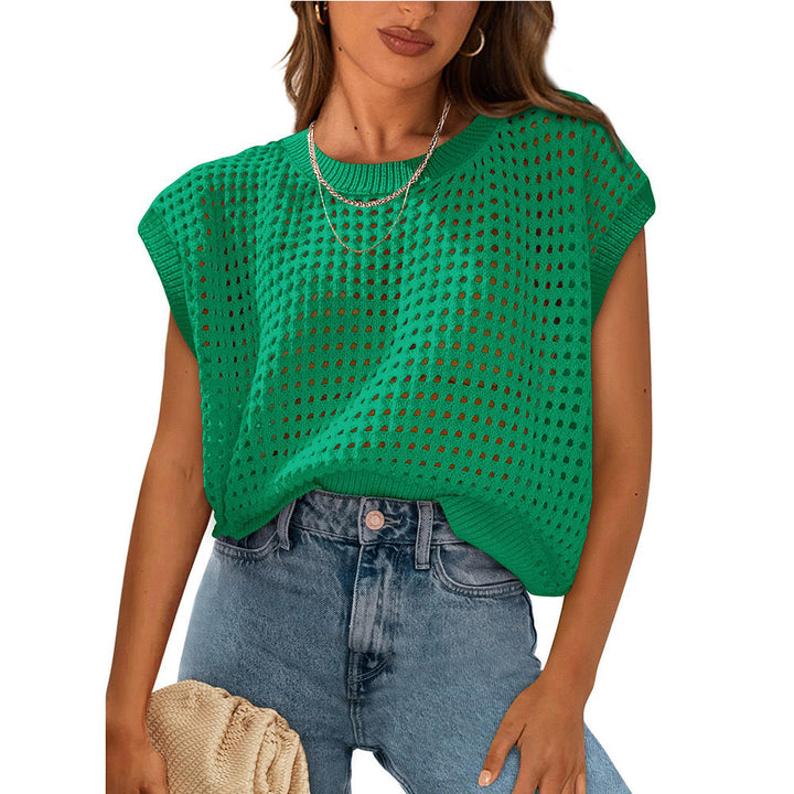 Women's Casual Knit Top with Modern Lace Pattern Lune London
