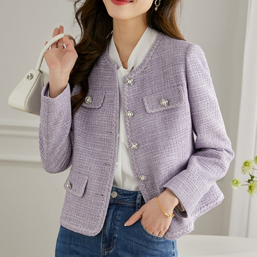 Veste en tweed pour femme avec des détails élégants en perles Chic & Stil