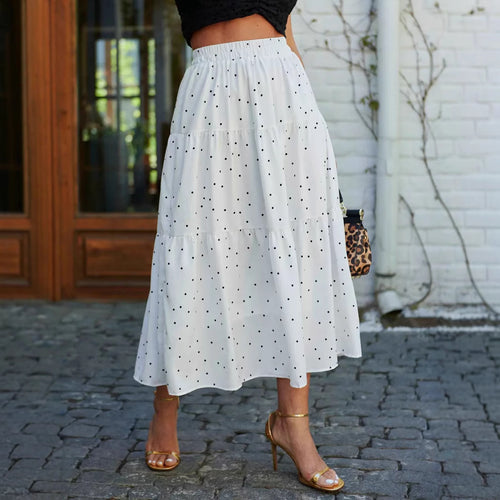 Long ruffled skirt for women in lightweight and flowy fabric with elastic waistband Lune London