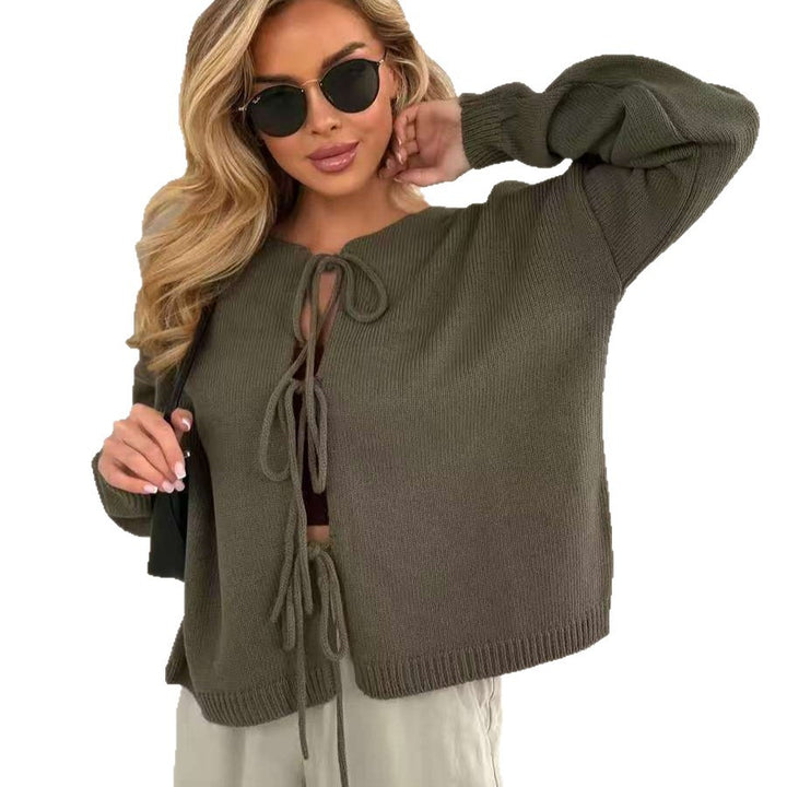 Casual knit sweater for women with decorative lacing and an oversized fit Lune London