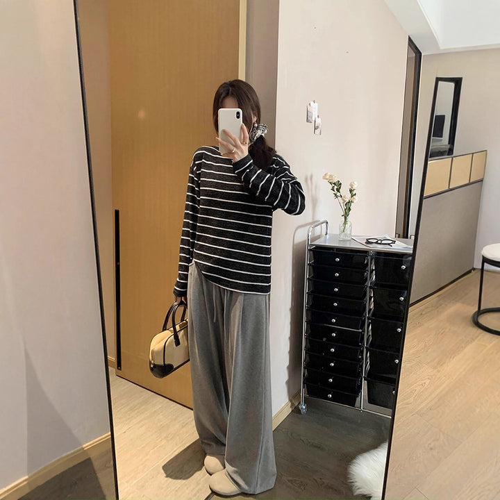Women's Casual Long Sleeve Shirt with Striped Design Chic & Stil