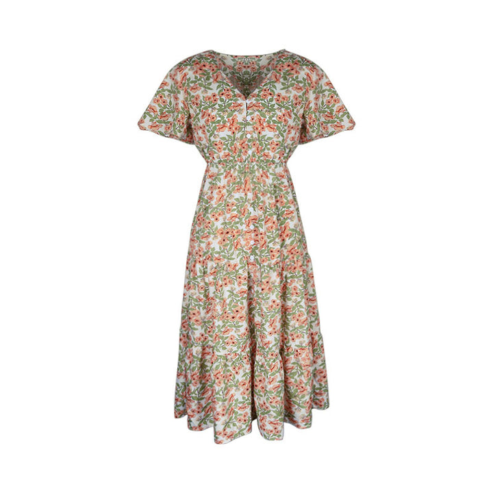 Floral maxi dress for women with button closure and side slit Lune London
